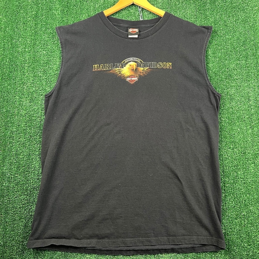 VTG Harley-Davidson Tank Mens 2X Black New Smyrna Sunset Beach FL 2005 USA Y2K